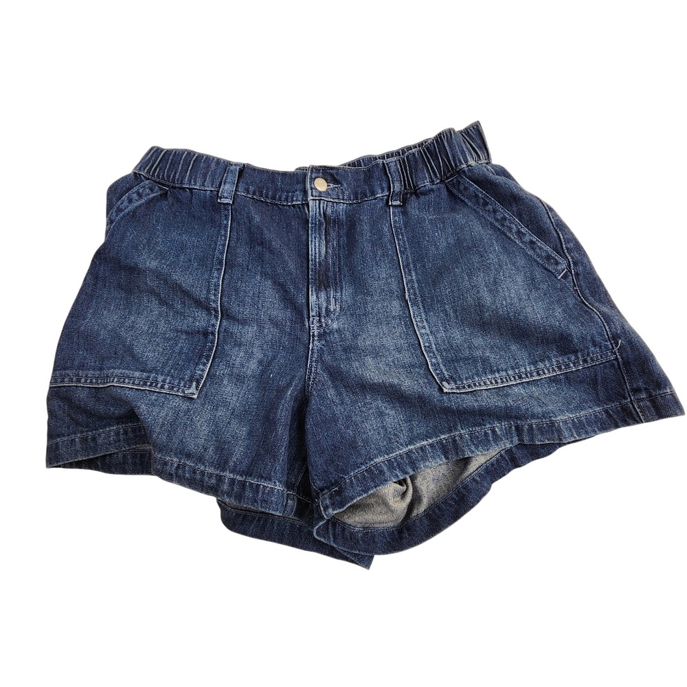 Gap Denim Ultrasoft Dark Wash Elastic Waist Utility Shorts Womens‎ XL Stretch